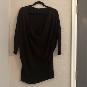 LA Made Black Dolman Sleeve Cowl Neck Collar Banded waist